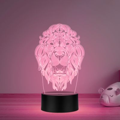3D Illusion Lion face nightlight Desk Table lamp for Decoration Multicolored Light
